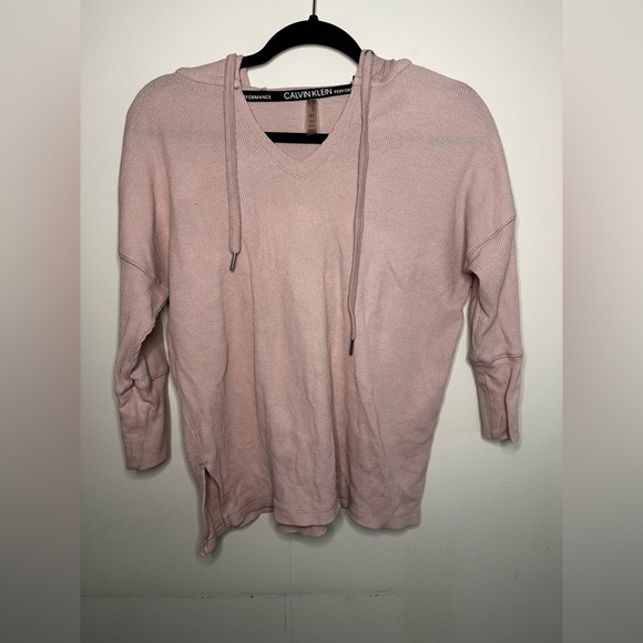 Women’s Calvin Klein Performance Waffled High-Low Hem Hoodie Pink Size Small - Picture 1 of 7